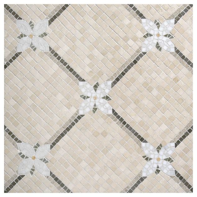 Flower Lattice mosaic pattern using various marble colors.
