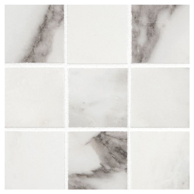 2" square porcelain mosaic in natural finished Arabescato color.