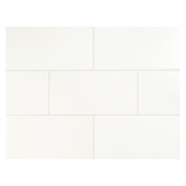Vermeere 3" x 6" ceramic subway tile in True White with a matte finish.