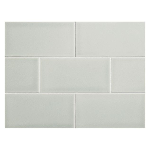 Vermeere 3" x 6" ceramic subway tile in Dark Ocean Breeze with a gloss finish.
