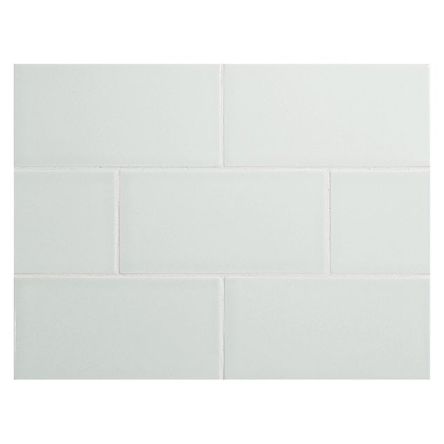 Vermeere 3" x 6" ceramic subway tile in Ming Blue with a gloss finish.
