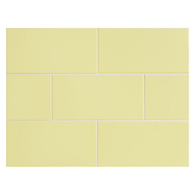 Vermeere 3" x 6" ceramic subway tile in Yellow with a matte finish.