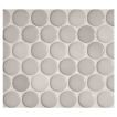 1" porcelain penny round mosaic tile in gloss finished Light Diamante color.