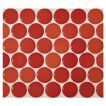 1" porcelain penny round mosaic tile in gloss finished Rojo Coral red color.