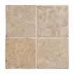 4" square tile in tumbled Castelo Gold limestone.