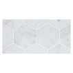 4" Hexagon mosaic in honed Carrara marble.