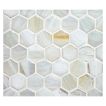 1" Hexagon glass mosaic in Aslon color with a pearl finish.