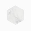 12" Hexagon field tile in honed White Blossom marble.