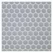5/8" Mini hexagon glass mosaic in Light Gray with a matte finish.