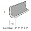 6" x 2" x 7/8" Cove Base Molding | White Celadon - Gloss | McIntones Ceramics