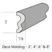 6" x 2" x 7/8" Deco Molding | White Celadon - Gloss | McIntones Ceramics