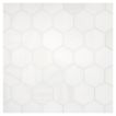2-1/4" Hexagon mosaic in honed White Whisp Dolomiti marble.