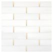 Love of Brass metal mosaic tile in polished White Whisp Dolomiti marble with Brass accents.