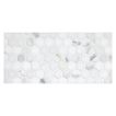 1" Hexagon mosaic tile in polished Calacatta marble.