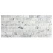 5/8" x 1-1/4" Offset Brick mosaic in polished White Carrara marble.