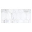 Elongated Hexagon mosaic tile in polished White Blossom marble.