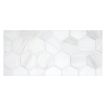 2" hexagon mosaic tile in polished White Whisp Dolomiti marble.