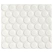 3/4" porcelain penny round mosaic tile in matte finished Sanctuary Frost color.