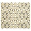3/4" porcelain penny round mosaic tile in gloss finished Summer Straw color.