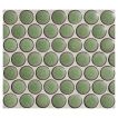 3/4" porcelain penny round mosaic tile in matte finished Green Tea color.