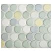 1" porcelain penny round mosaic tile in matte finished Citrus Blend color.