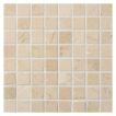 5/8" square mosaic tile in polished Crema Marfil marble.