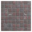 5/8" square mosaic tile in tumbled Rojo Noche marble.