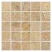 1" square mosaic tile in honed Roullien Royal limestone.
