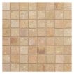5/8" square mosaic tile in honed Ancient Red limestone.