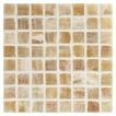 5/8" square mosaic tile in polished Miele De Oro Light onyx.
