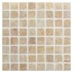 5/8" square mosaic tile in tumbled Miele De Oro Light onyx.