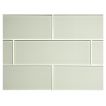 3" x 9" glass subway tile in Palatom Green color with a natural finish.