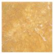 12" square tile in polished and filled Umberi Gold cross cut travertine.