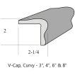 6" x 2" x 2-1/4" V Cap Curvy Molding | White Celadon - Gloss | McIntones Ceramics