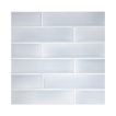 Vermeere 2" x 8" ceramic subway tile in Sweet Bluette with a crackle finish.