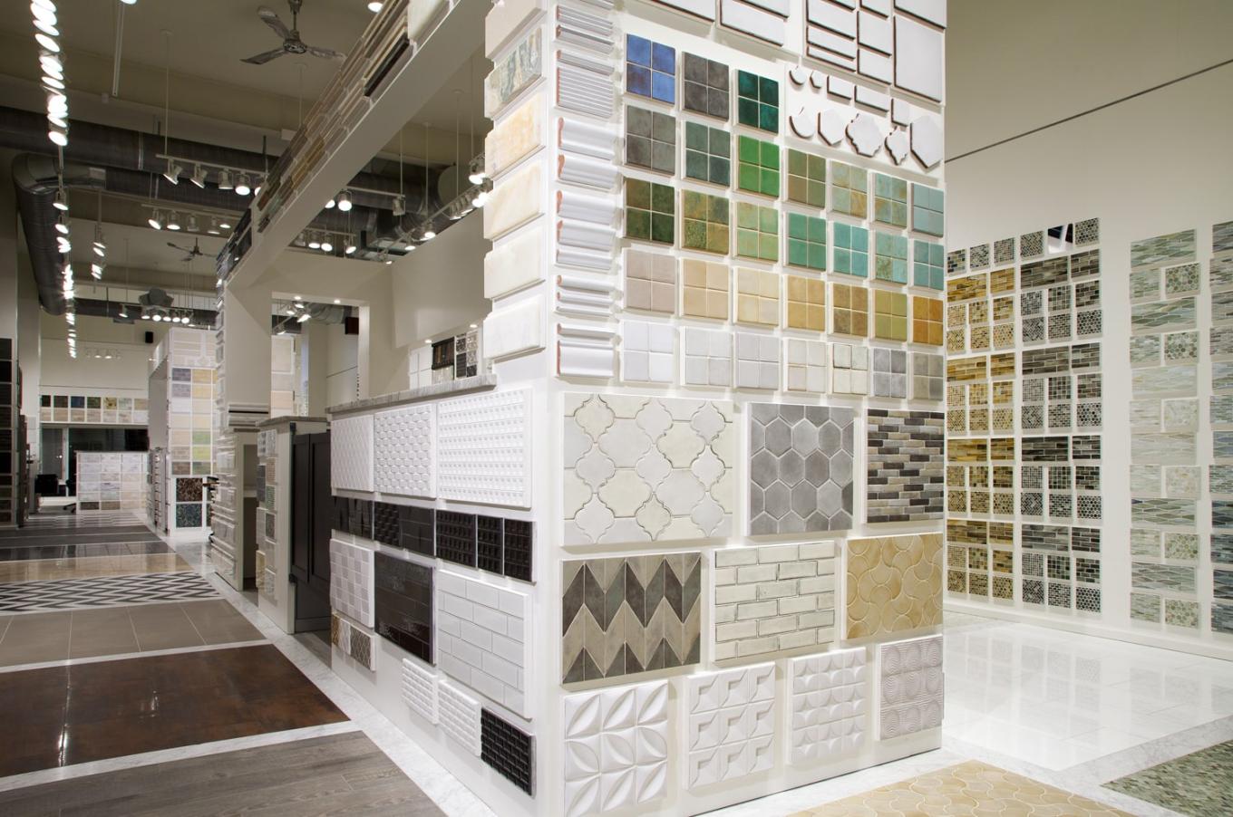 The Prodigy handmade ceramic displays at the Complete Tile Collection New Jersey Showroom.